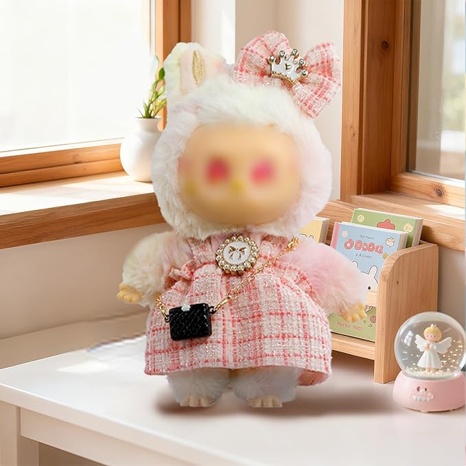 Clothes for LA BUBU 17cm Doll (NO Doll),Outfit for LA BUBU,Dress and Hairpin Set for LABUBU Dress Up,Accessories for LA BUBU