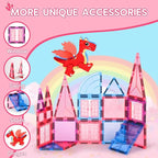 Magnetic Tiles for Kids Age 4-8 with Dragon, 36 Piece Princess Castle Magnet Tiles for Girls, Movable Dragon Toys for 3+, Creative Magnetic Construction Building Set for Class, Xmas Gift for Grandkids