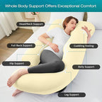 Sasttie Pregnancy Pillows for Sleeping, U Shaped Cooling Full Body Pregnancy Must Haves, 57 Inch Maternity Pillow for Pregnant Women, Pillow with Removable Cover for Side Sleeper, Light Yellow