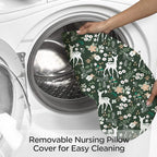 Little Grape Land Nursing Pillow for Infants, Breastfeeding Pillows, Baby Support Pillow for Nursing, Bottle Feeding, Tummy Time with Machine Washable Cover & Breathable Filling (Forest Deer)