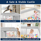 Baby Playpen with Mat, 50x50 Inch Playpen with Mat Waterproof for Babies and Toddlers Play Pen Playards Safety Gate Fence Active Center Indoor