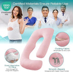 Sasttie Pregnancy Pillows for Sleeping, U Shaped Cooling Full Body Pillow with Removable Cover, Pregnant Women Must Haves, Maternity Essential, Light Pink