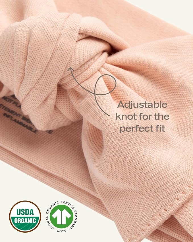 MON CHOU Adjustable Baby Headbands - Set of 2 Organic Cotton Headbands for Baby Girls - Ultra Soft, 100% Pima Cotton Infant Hair Bows (Bloom)