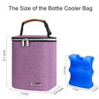 Breast Milk Cooler Bag with Ice Pack Fits 4 Baby Bottles Up to 9 Ounce, Baby Bottle Bag Great for Nursing Mom Daycare, Purple