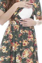 Smallshow Women's Maternity Nursing Dresses Split Long Dress for Breastfeeding