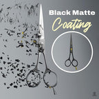 The Cut Factory® 6.5” Matte Black Luxury Hair Scissors – Ultra-Sharp High Carbon Steel Barber Shears for Men, Women & Kids – Gift-Boxed with Leather Pouch – Precision Cutting for Salon & Home