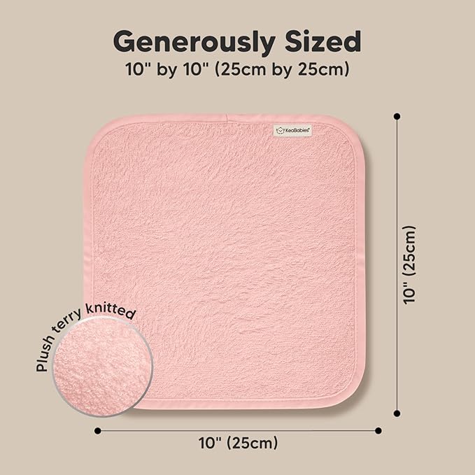 6-Pack Baby Washcloths - Soft Absorbent Viscose from Bamboo Wash Cloths for Babies, Kids, Toddlers, Infant, Newborn Bath Towels, Gentle on Sensitive Skin, 10x10 Reusable Face Towels (Blush Pink)