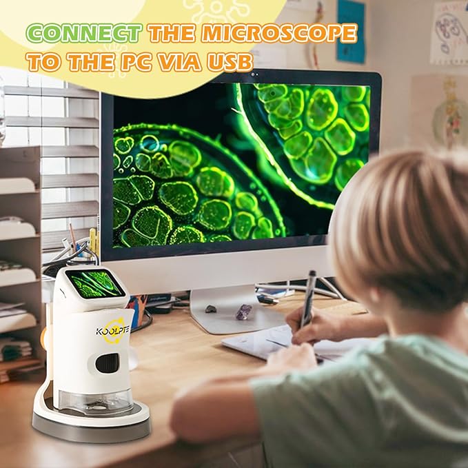 Microscope for Kids, 1000X HD Pocket Kids Microscope, 2.1'' LCD Screen Mini Micrscope for Kids 8-12, Science Mini Scope Toy Kits, Handheld Miniscope Educational Gifts for Kids, 32 GB TF Card Included