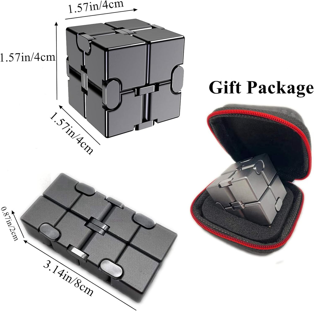 Infinity Cube Fidget Toys Anxiety Stress Relief Toys for Men Aluminum Alloy Material (Gray)