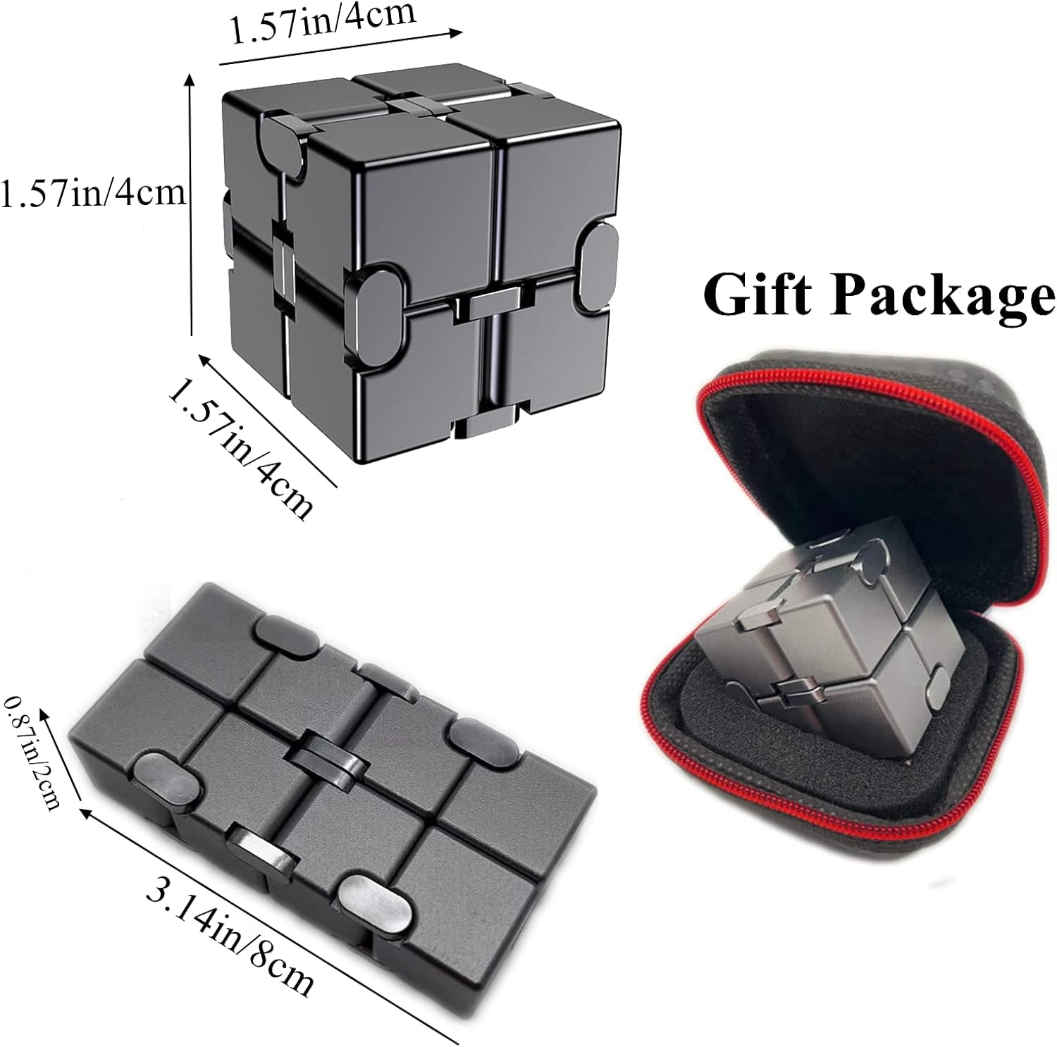 Infinity Cube Fidget Toys Anxiety Stress Relief Toys for Men Aluminum Alloy Material (Gray)