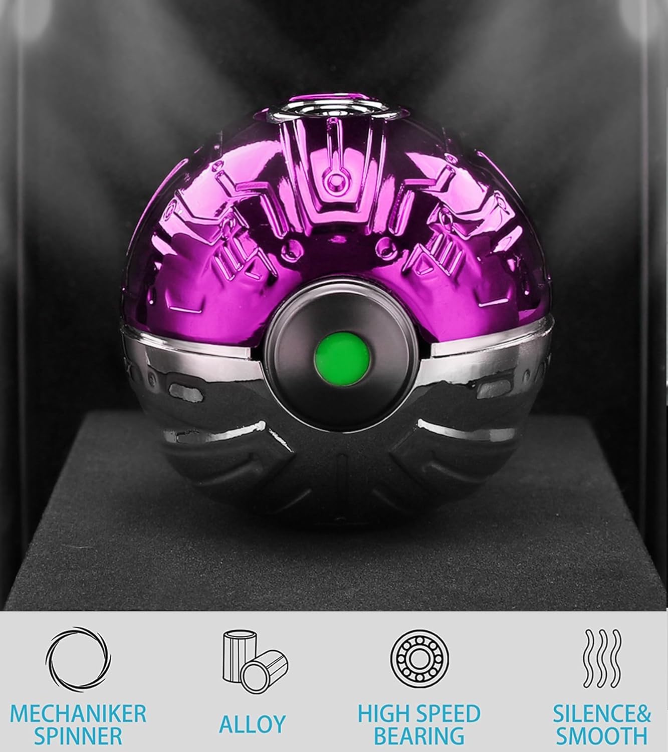 Cool Sphere Ball Fidget Spinner Toy for Kids Adults, Alloy Stress Relief Finger Spinner Fidgit Desk Toy Boy Prize Men Present,Glow in The dark after absorb light, smooth silence spining, cool design