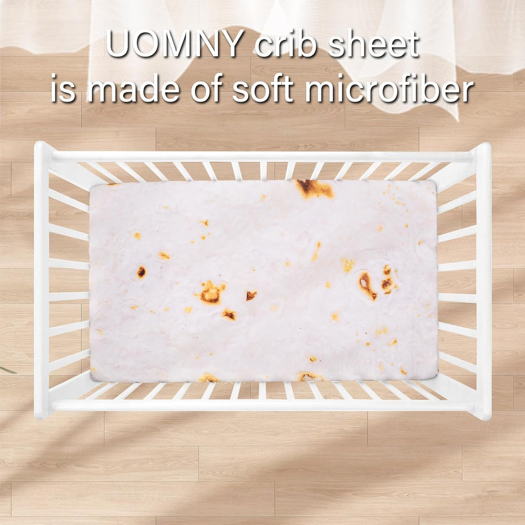 UOMNY Crib Sheet, Burritos Tortilla Crib Sheets Baby Sheet for Standard Crib and Toddler Mattresses Nursery Bedding Sheet Crib Mattress Sheets for Boys and Girls 1 Pack Toddler Sheet