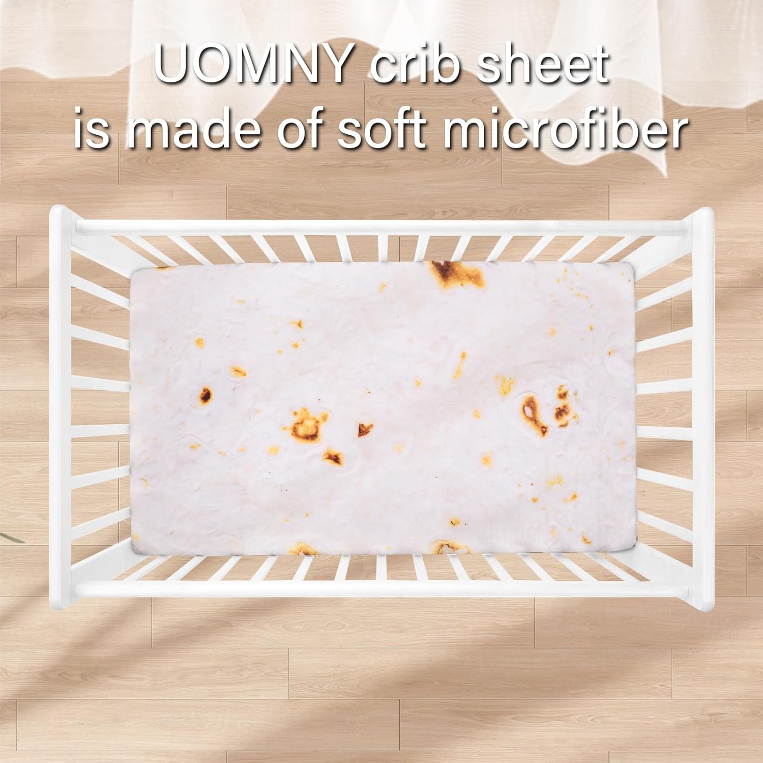 UOMNY Crib Sheet, Burritos Tortilla Crib Sheets Baby Sheet for Standard Crib and Toddler Mattresses Nursery Bedding Sheet Crib Mattress Sheets for Boys and Girls 1 Pack Toddler Sheet