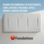 Foundations Classic Horizontal Wall-Mounted Baby Changing Station for Commercial Restrooms, Includes One Handed Adjustable Safety Strap & Liner Dispenser, Gray (100-EH)