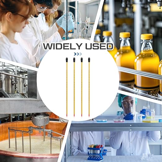 4 Pcs General Purpose Lab Thermometer 12 Inch Laboratory Liquid in Glass Thermometer Total Immersion -20 to 110℃/ 0 to 230℉ Dual Scale for Science University Food and Beverage Processing