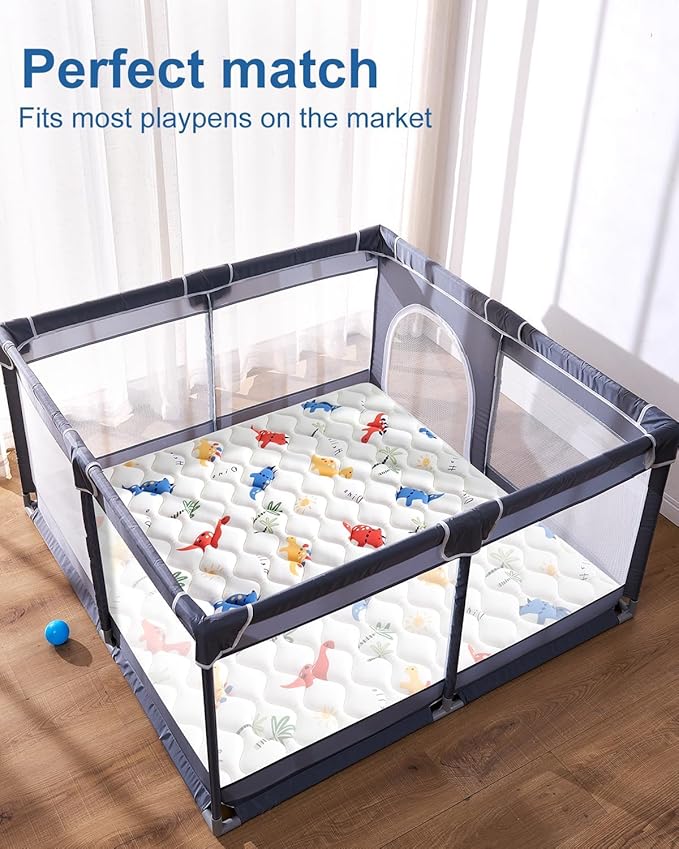 Odorless Premium Foam Baby Play Mat 75" x 59", Soft Microfiber Fabric Crawling Mat for Floor- Comfortable and Hypoallergenic, Non-Slip Cushioned Floor Playpen mat for Infants,Babies,Toddlers