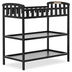 Dream On Me Emily Changing Table In Black, Comes With 1" Changing Pad, Features Two Shelves, Portable Changing Station, Made Of Sustainable New Zealand Pinewood