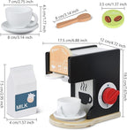 Play Kitchen Accessories Kids Wooden Coffee Maker Toy Espresso Machine Toddler Toy Kitchen Sets for Girls and Boys (Coffee Maker) (Black)
