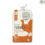 Serenity Kids 6+ Months Turkey Puree Baby Food Pouches - Ethically Sourced BPA-Free Pumpkin Puree & Organic Veggies - 3.5 Oz, 12 Pack