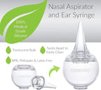 Innovo FSA/HSA Eligible Hospital Grade Silicone Twister Bulb Baby Ear Syringe and Nasal Aspirator, Sucks Snot and Mucus, Cleanable and Reusable, Clear