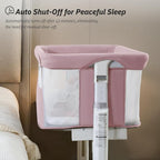 Electric Bassinet for Baby, 3 Speeds Automatic Rocking Bassinets with All mesh, 5 Height Adjustment Bedside Crib for Nweborn, 8 Music, Wheels, Pink