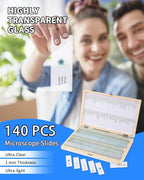 140-Pcs Microscope Slides with Specimens,Pre-Made Glass Slides with Specimens,Educational Microscope Slides and Covers for Young Scientists,Perfect for Biology Class and Experiments
