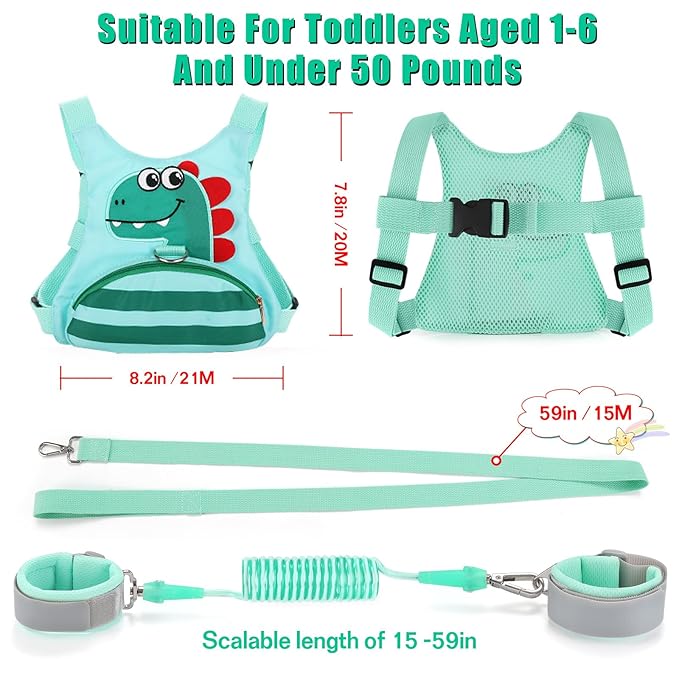Toddler Leash for Kids-Baby Child Harness with Anti Lost Wrist Link for Boys/Girls