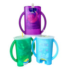 Flipping Holder Squeeze Proof Food Pouch Holder for Toddlers, Babies, Kids, Mess Free No Squeeze Juice Box Drink and Applesauce Snack Holder with Easy Grip Handles and Lid