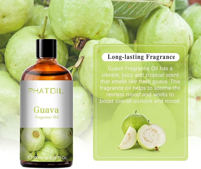 PHATOIL 3.38FL.OZ Guava Fragrance Oils for Aromatherapy, Essential Oils for Diffusers for Home, Perfect for Diffuser, Yoga, Skin Care, DIY Candle and Soap Making - 100ml