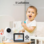 Smart Video Baby Monitor,2.8" Display & 1080p Camera,WiFi/No WiFi Modes,Cry Detection,2-Way Audio Talk,VOX/ECO,Feeding Timer,Temperature Sensor,Night Vision,8 Lullabies, Supports 4 Cameras