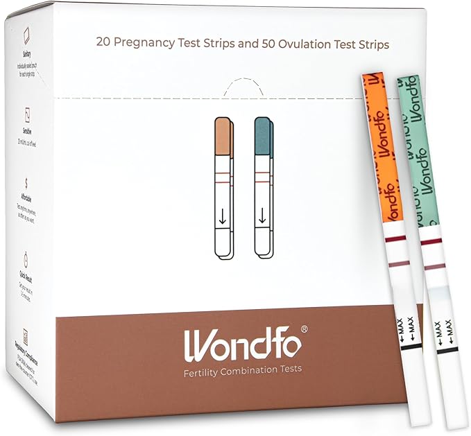 Wondfo 50 Ovulation Test Strips and 20 Pregnancy Test Strips Kit - Rapid Test Detection for Home Self-Checking (50 LH + 20 HCG)