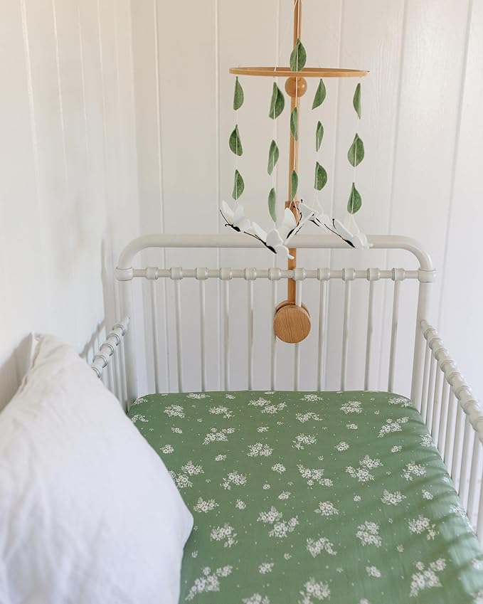Sorrel + Fern Baby Crib Mobile (White Butterflies) - Baby Shower Gift Nursery Decoration for Boys & Girls