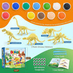 Drama Planet Dinosaur Air Dry Clay Kit – Create 5 Dinosaur Models with 12 Colors of Modeling Clay, Instruction Guide – Fun & Educational Craft Set for Kids