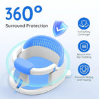 Baby Bath Seat Baby Bathtub - with Strong Suction Cups and 360° Surround Support – Easy Release, Non-Slip Cushion, Lockable Armrests – Infant Bath Chair for Babies 6-24 Months, Blue