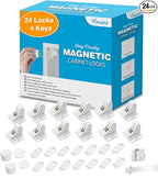 Vmaisi Adhesive Magnetic Locks for Cabinets & Drawers (24 Pack and 4 Keys + Cradle)