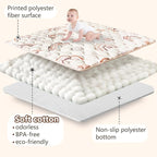 Baby Play Mat, 50x50 Playpen Mat with Super Soft Touch, Activity Mat with Upgraded Anti-Slip Bottom, Machine Washable Crawling Mat for Floor & Picnic(Boho Rainbow)