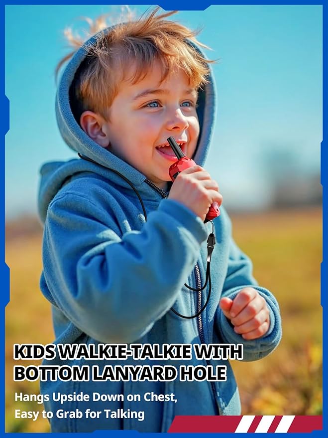 Walkie Talkies for Kids Rechargeable, Long Range 2 Way Radio, Outdoor Camping Games Toy Birthday Xmas Gift for Boys Age 7-12, 2 Pack
