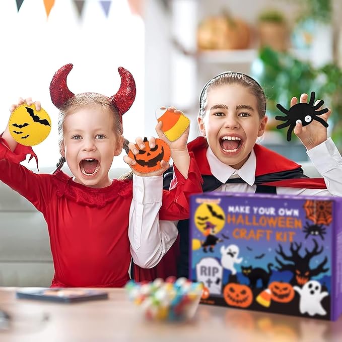 CiyvoLyeen Halloween Craft Kit Kids DIY Crafting and Sewing Set HalloweenStuffed Animal Felt Plushie for Girls and Boys Educational Beginners Sewing Set Sewing Kits for Kids Age 8 9 10 11 12