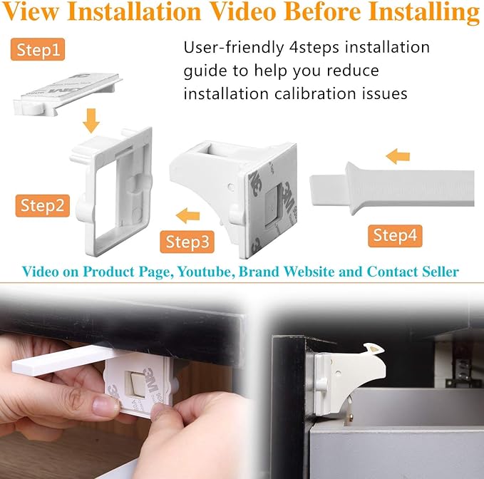 Vmaisi Adhesive Magnetic Locks for Cabinets & Drawers (40 Locks and 4 Keys)