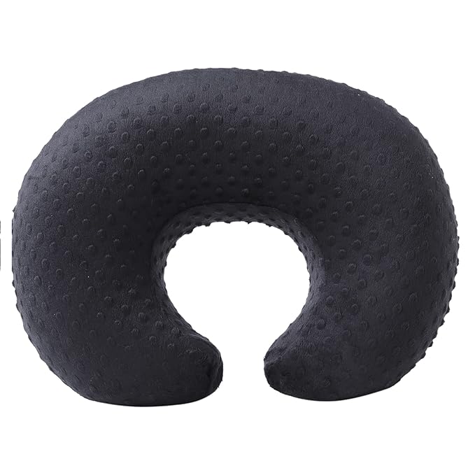 Baby Nursing Pillow and Body Positioner with Premium Slipcover for Breastfeeding for Baby Boys and Girls, Feeding Pillow with Breathable Comfortable Pillowcase (Black)