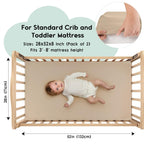 Yoofoss Baby Crib Sheets for Boys Girls, Fitted Crib Sheet 2 Pack for Standard Crib and Toddler Mattress, Super Soft Microfiber Baby Sheet 28x52x8in(Apricot-Green)