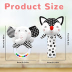 Baby Rattles 0-6 Months Newborn Toys Infant Toys 0-3 Months Rattles for Babies 0-6 Months Baby Toys 0-6 Months, Black and White High Contrast Plush Stuffed Baby Toys for 0 3 6 9 12 Months Girls Boys