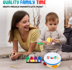 Stoie's Wooden Kids Musical Instruments for 1-5 Years Old, Baby Percussion Toys with Xylophone, Maracas, Tambourine, Durable, Safe to Play, Clear Loud Sound, Bright Rainbow Colors, Storage Backpack