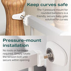 Cumbor 29.7-46" Baby Gate for Stairs, Gifts for Mom-Auto Close Dog Gate for The House, Easy Install Pressure Mounted Pet Gates for Doorways, Easy Walk Thru Wide Safety Gate for Dog, Gray