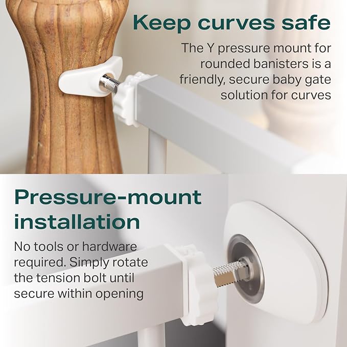 Cumbor 29.7-46" Baby Gate for Stairs, Gifts for Mom-Auto Close Dog Gate for The House, Easy Install Pressure Mounted Pet Gates for Doorways, Easy Walk Thru Wide Safety Gate for Dog, Gray