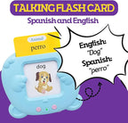 ZeenKind Spanish & English Talking Flash Cards with 510 Sight Words for Toddlers 3 4 5 6 Years Old, Learn Spanish for Kids, Audible Pocket Speech Early Learning Bilingual Flashcard Toys, 255 Cards