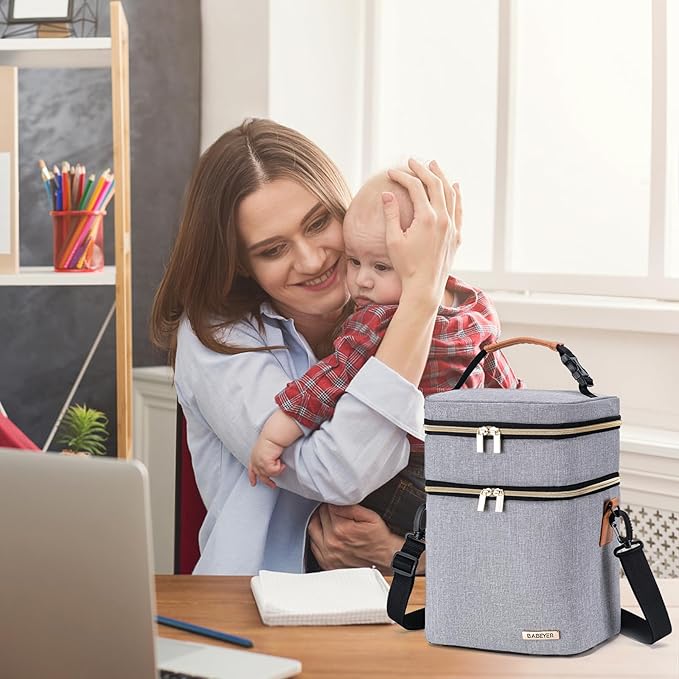 Breastmilk Cooler Bag with Ice Pack Fits 6 Baby Bottles Up to 9 Ounce