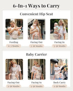 Baby Carrier Pro, MOMTORY Safety-Certified 6-in-1 Ultra Storage Baby Carrier Newborn to Toddler, Front & Back Baby Holder Carrier with Hip Seat, Soft Pink