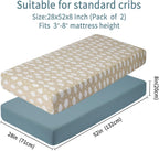 Baby Crib Sheets for Boys Girls, 2 Pack Fitted Crib Sheet for Standard Crib and Toddler Mattress, Soft Microfiber Baby Sheet 52x28x8in. (Clouds & Dark Green)