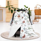 TANOFAR Baby Carseat Canopy, Peekaboo Opening Car Seat Canopy for Babies, Soft and Breathable Infant Carrier Canopy, Multi-use Baby Carrier, Stroller, Nursing Cover, Minky Blanket, Animal Leaf